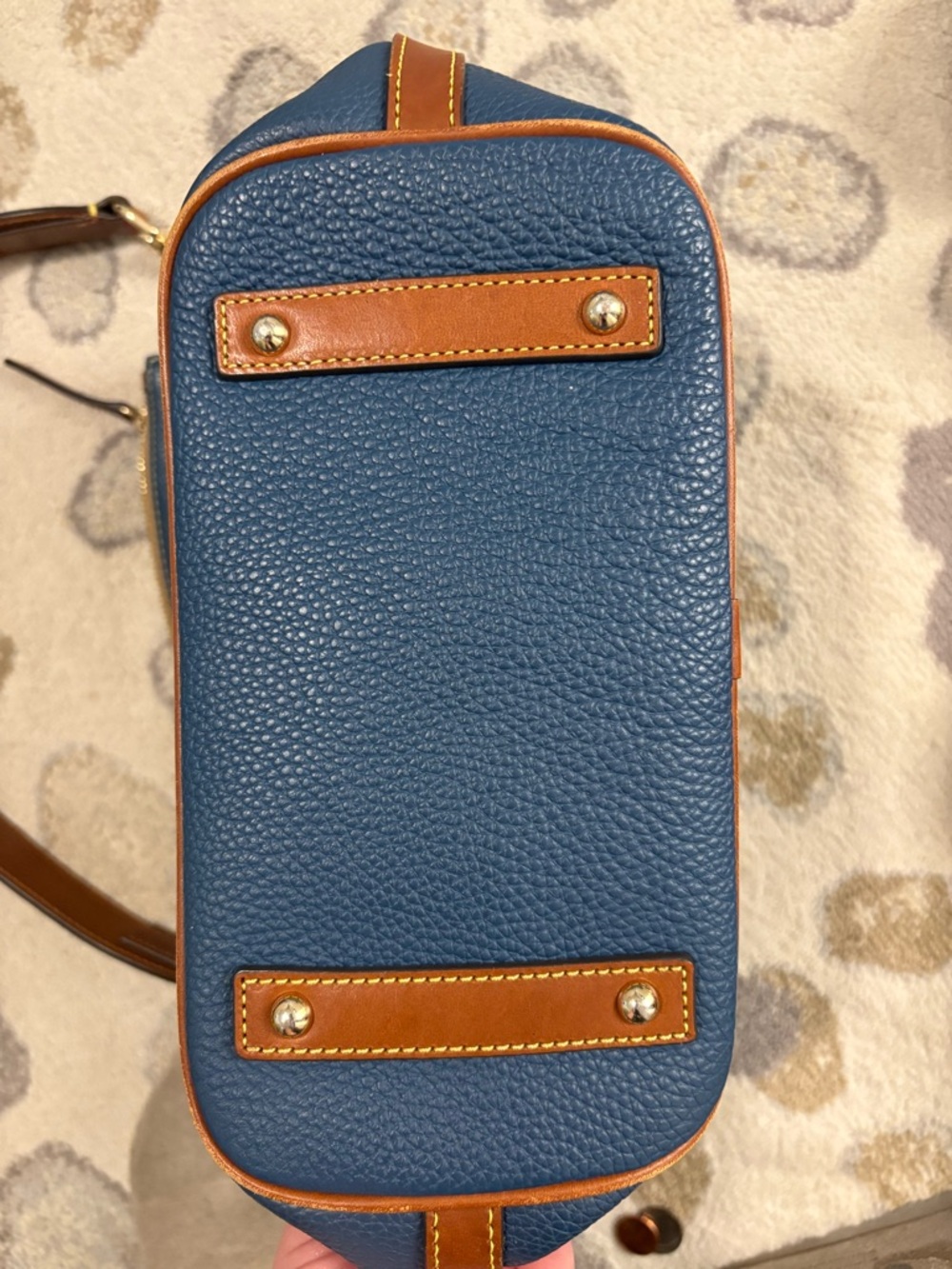 Dooney & Bourke Navy Blue Pebble Leather Shoulder Zip Sack - Picture 5 of 5